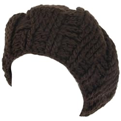 New Crochet Beret Tam Chunky Loop Knit Slouch Hat Brown Medium Large