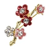 Sakura Cherry Blossom Branch Diamante Gold-Tone Brooch Pin