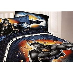 Batman Dark Knight Bedding Set 5pc Twin Superhero Comforter and Sheets