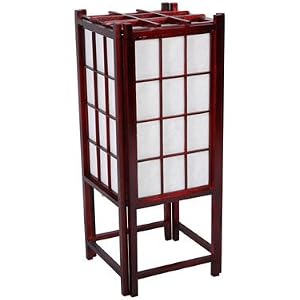 Indirect Light Meditation Lamp - 18 Window Pane Japanese Shoji Lantern - Cherry Rosewood
