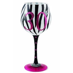 30th Birthday Zebra Stripe Wine Glass