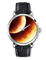 SPRAWL Aanalog Fashion Series Silver Ladies Watches of Genuine Black Leather Strap,Unique Wrist Watch for Women Girls Designed with planets