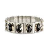 41wYHtuLdwL. SL160  NOMINATION Extra Wide Bracelet in stainless steel, 18k gold and Faceted Cubic zirconia (Black)