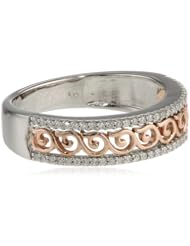 10k White and Pink Gold Diamond 1/5 cttw Filigree Ring