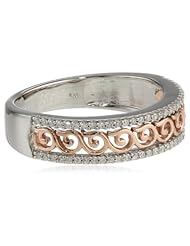 10k White and Pink Gold Diamond 1/5 cttw Filigree Ring