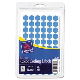Avery 05050 - Removable Self-Adhesive Color-Coding Labels, 1/2in dia, Light Blue, 840/Pack-AVE05050