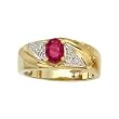 10K Yellow/White Gold 0.01 ct. Diamond and 7 x 5 MM Oval Shaped Ruby Men's Ring