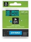 DYMO Labeling Tape, D1, Split Back, Adhesive, Easy Peel, 1/2"x23, Black Print on Green Tape