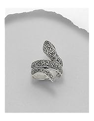 Snake Marcasite Ring In 92.5 Sterling Silver