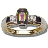 .11 CT 7X5 BARRELL CUT MYSTIC TOPAZ TWOTONE RING