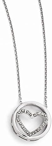 Sterling Silver Diamond Mystique Circle with Heart 17in Necklace