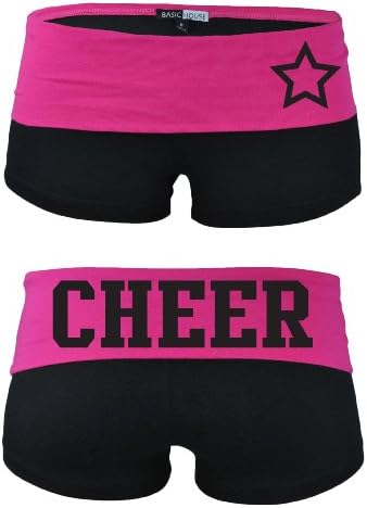 Juniors Fold Over Cheer Cotton Spandex Shorts Many Colors