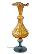 Art Glass Fluted Vase / Crimped Rim / Italy