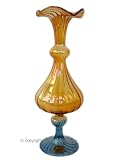 Art Glass Fluted Vase / Crimped Rim / Italy