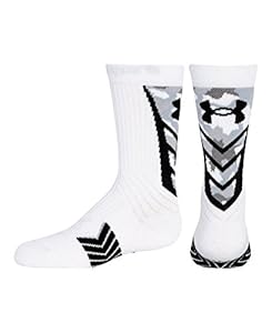 Under Armour Big Boys' UA Undeniable Camo Crew Socks Youth Large White
