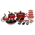 Basic Essentials 17 Piece Aluminum Cookware Set, Red