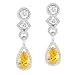 Geometric Drop CZ Canary Diamond Silver Earrings