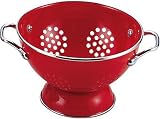 Calypso Basics 1.5 Quart Enamel On Steel Colander, Red