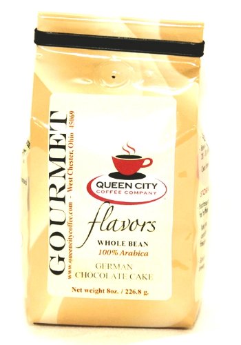 Queen City German Chocolate Cake Flavored Whole Bean Coffee, 8-Ounce Bags (Pack of 3)