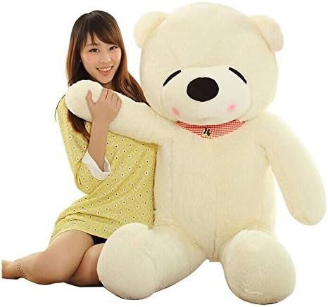 FESHIONER Super Cute Huge Plush Stuffed Sleepy Bear Toy Doll accompany your children or lovers(100cm, White)