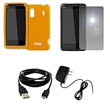 EMPIRE Orange Silicone Skin Case Cover + Mirror Screen Protector + Home Wal ....