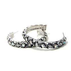 Dragon Texture Aurora Borealis Rhinestone Hoop Earrings Fashion Jewelry