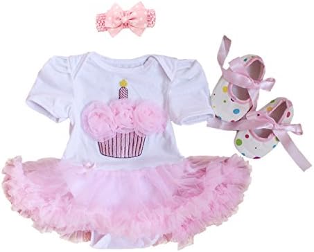 Lovely Toddle Baby Girl 1st Birthday Party Dress 0-12 months (L:(6-12 months), Pink)