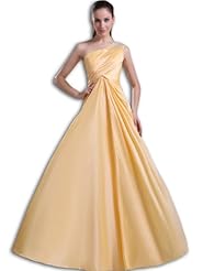 One Shoulder Taffeta Fitted Beaded Evening Dress 