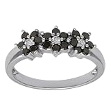10k White Gold Black and White Diamond Ring (1/2 cttw)