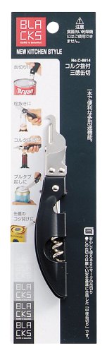 パール金属 BLACKS コルク抜付三徳缶切 C-8614C-8614