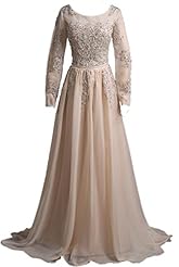 Plunging Neck Floor Length Long Sleeves Corset   Waistline  Dress