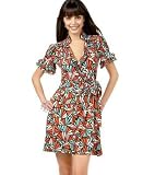 XOXO - XOXO Fan-Print Faux Wrap Dress
