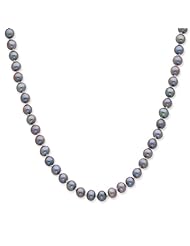 Sterling Silver 5-6mm Grey Freshwater Cultured Pearl Necklace