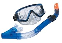 Aqua Leisure Dolfino Tri-view Mask for Small and Narrow Faces with Dry Top Snorkel (Colors May Vary)