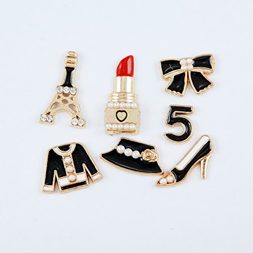 Mini Kitty-DIY Deco Kit Of Tiny Eiffel Tower Jacket High heel Lipstick Skirt, Flat back Kawaii Resin Cabochons Deco Kit / Set For Phone And Gift Box Pen Container.
