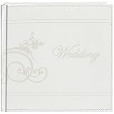 Pioneer Embroidered Scroll and Wedding Sewn Leatherette Cover Photo Album, Ivory