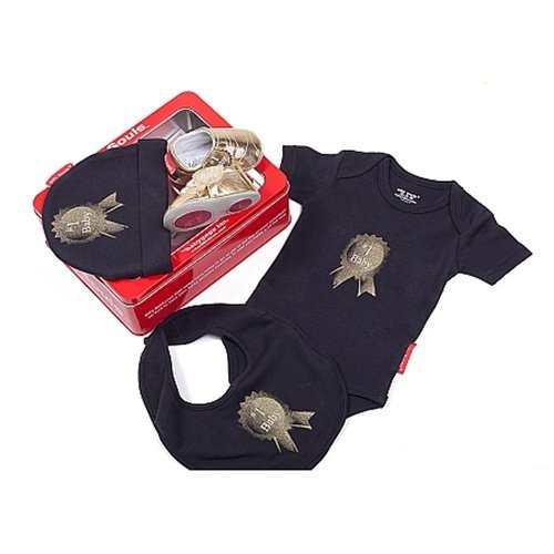 Silly Souls Baby 4 Piece Gift Set, Black/Gold, 6-12 Months