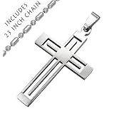 Stylized Cross Pendant with 23 Inch Stainless Steel Chain