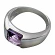 Designer Sterling Silver Square Genuine Amethyst Silver Ring