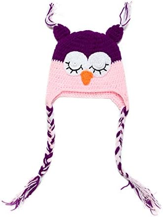 Liliany Baby Girls Boys Cute Owl Knitted Photography Props Hats Caps Parties Costume (Purple+Pink)
