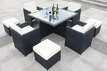 Big Sale 9 pcs Luxury Wicker Patio Indoor Outdoor Dinner Table Furniture set