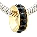 Golden Black Crystal Circle Birthstone Beads Fits title=