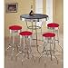 MAN CAVE 4 Red Glitter Vinyl Barstools and Black Table Set