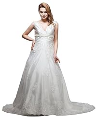 V-neck Taffeta Beaded Applique  Dress with a Court Train 