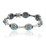 Sterling Silver Chinese Turquoise Oxidized Bracelet, 7.25