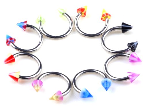 Imixlot 30pcs 18g 3mm Spike Circulars Horseshoes Eyebrow Tongue Rings Wholesale Body Jewelry Piercing