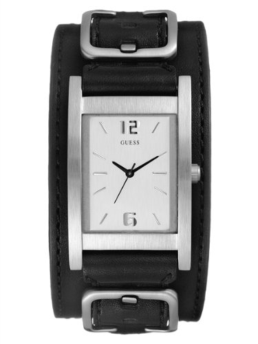 GUESS Black Leather Strap Watch