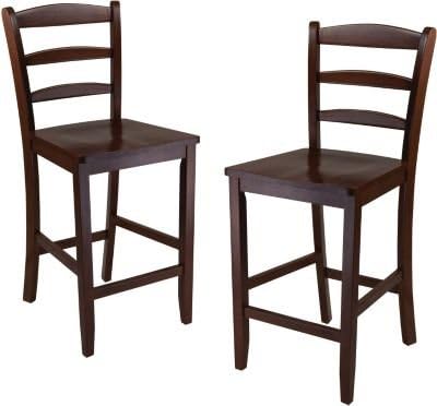 All Purposed Ladder-Back Solid Wood Counter Stools, Set of 2