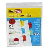 Printable Laser Index Tabs, Self-Stick Plastic, 1-1/8x1-1/4, Assorted, 375/Pack RET39020