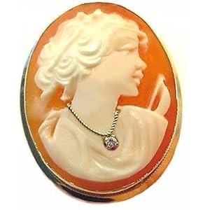 Master Carved Carnelian Conch Shell Cameo Pin Pendant 14k Gold by